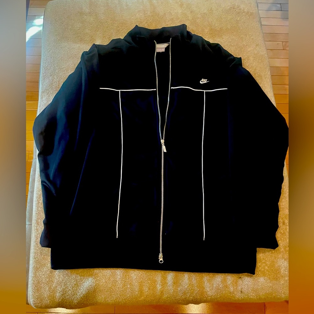 Vintage Nike Track Warm Up Jacket Black Size 2XL Logo Embossed Full Zip Gray Tag